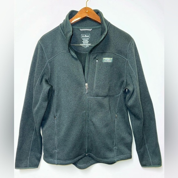 LL Bean Slightly Fitted Med Regular Sweater Fleece Full-Zip Jacket Hunter Green - Picture 1 of 7